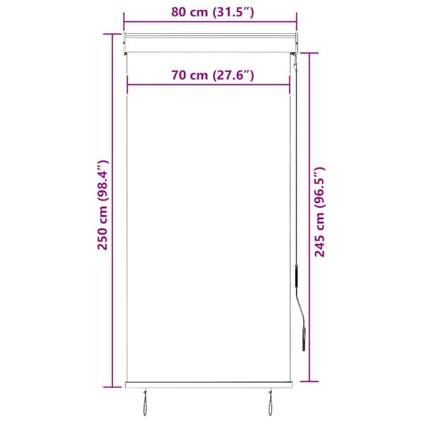 Außenrollo 80 x 250 cm Weiß und Orange