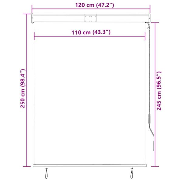 Außenrollo 120 x 250 cm Orange und Braun