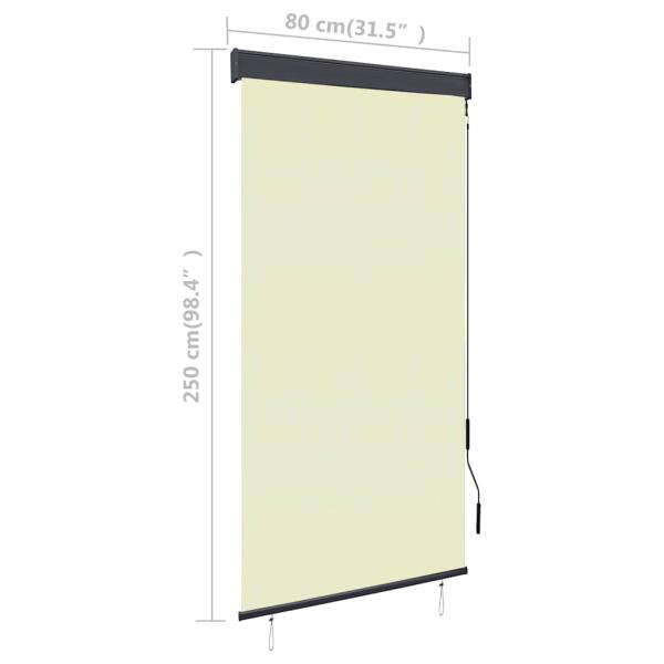 Außenrollo 80 x 250 cm Cremeweiß