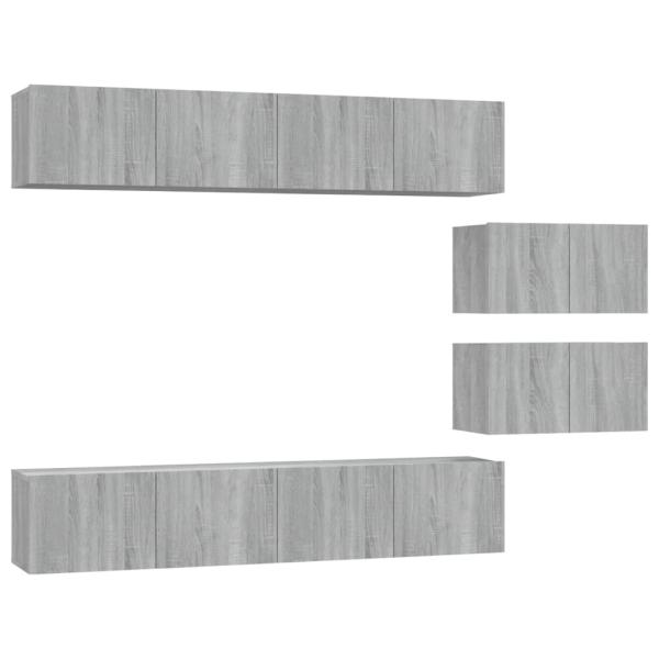 6-tlg. TV-Schrank-Set Grau Sonoma Holzwerkstoff