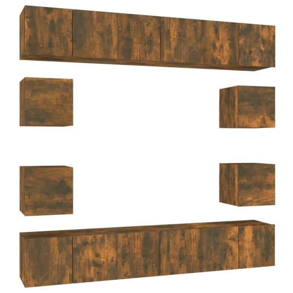 10-tlg. TV-Schrank-Set Räuchereiche Holzwerkstoff