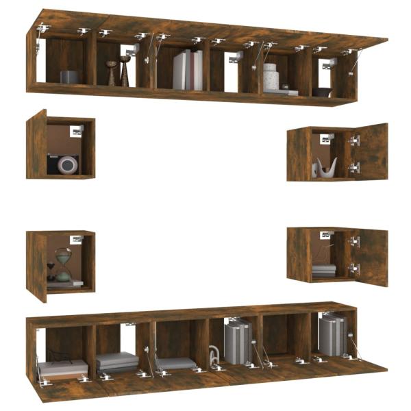 10-tlg. TV-Schrank-Set Räuchereiche Holzwerkstoff