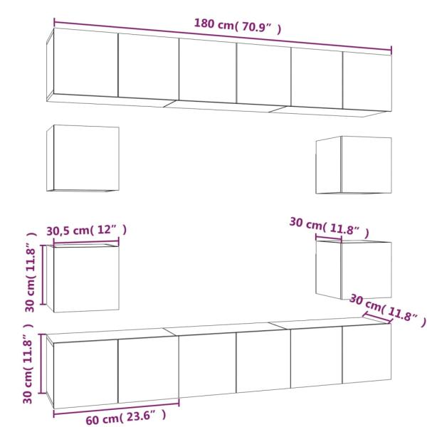 10-tlg. TV-Schrank-Set Räuchereiche Holzwerkstoff