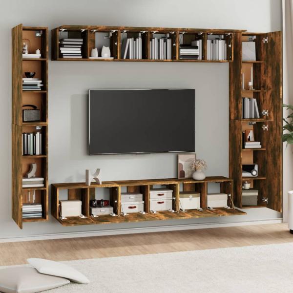 10-tlg. TV-Schrank-Set Räuchereiche Holzwerkstoff