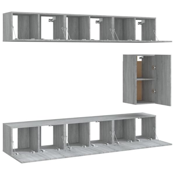 7-tlg. TV-Schrank-Set Grau Sonoma Holzwerkstoff