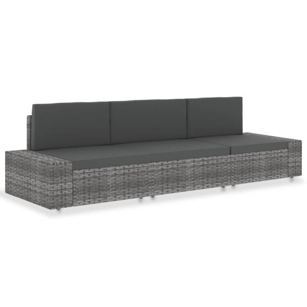 ARDEBO.de - Modulares 3-Sitzer-Sofa Poly Rattan Grau