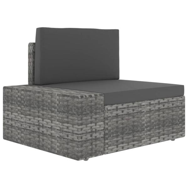 Modulares 3-Sitzer-Sofa Poly Rattan Grau