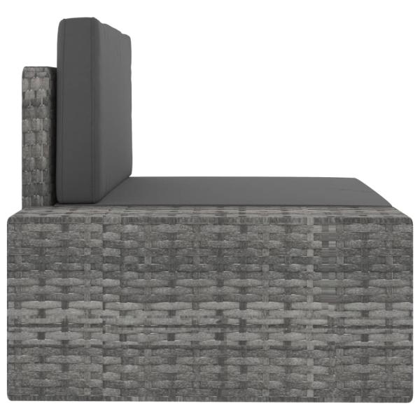 6-tlg. Garten-Lounge-Set Poly Rattan Grau