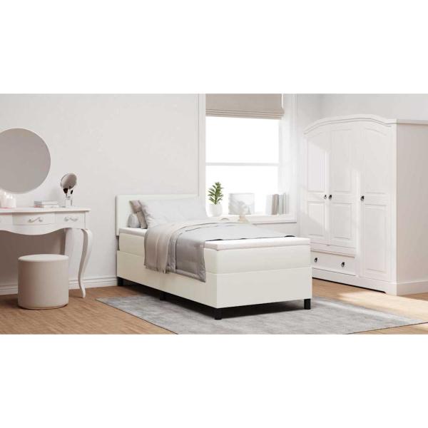 LED Boxspringbett mit Matratze Creme 100x200 cm Cordstoff