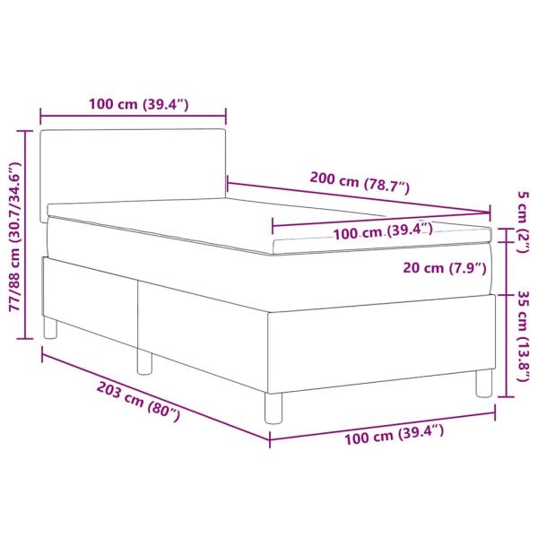 LED Boxspringbett mit Matratze Creme 100x200 cm Cordstoff