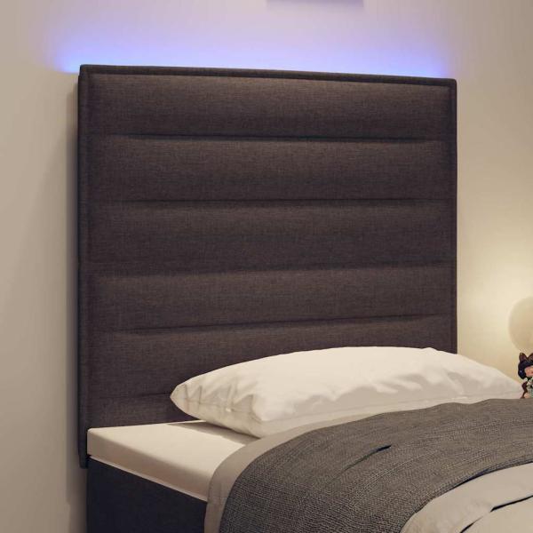 LED Kopfteil Linien-Design Dunkelbraun 100 cm Stoff
