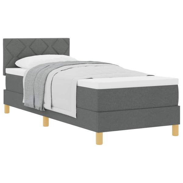 ARDEBO.de - Boxspringbett mit Matratze Dunkelgrau 80x200 cm Stoff