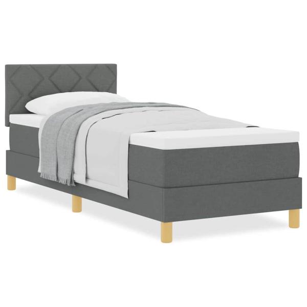 Boxspringbett mit Matratze Dunkelgrau 80x200 cm Stoff