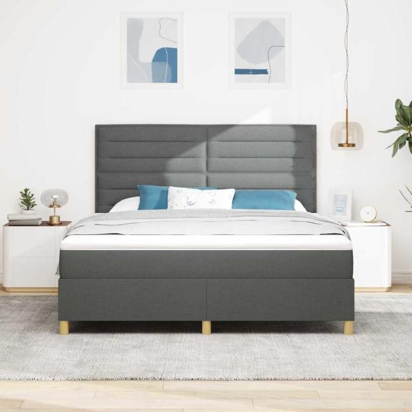 Boxspringbett mit Matratze Dunkelgrau Super King Stoff