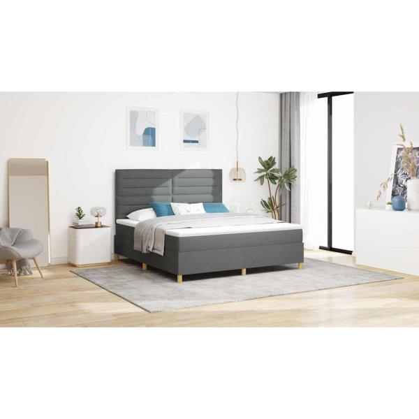 Boxspringbett mit Matratze Dunkelgrau Super King Stoff
