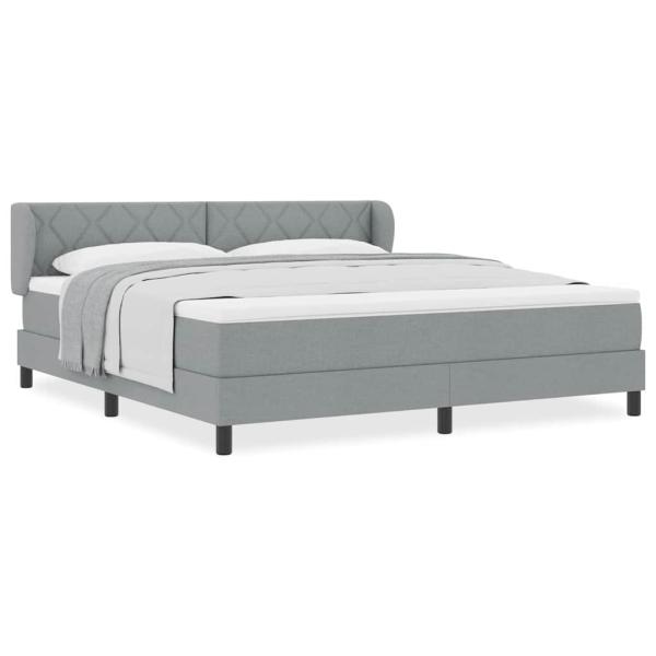 Boxspringbett mit Matratze Hellgrau 180x200 cm Stoff