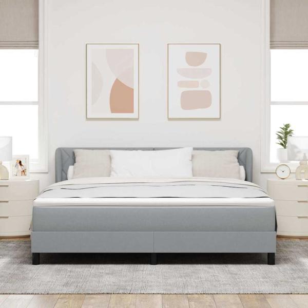 Boxspringbett mit Matratze Hellgrau 180x200 cm Stoff