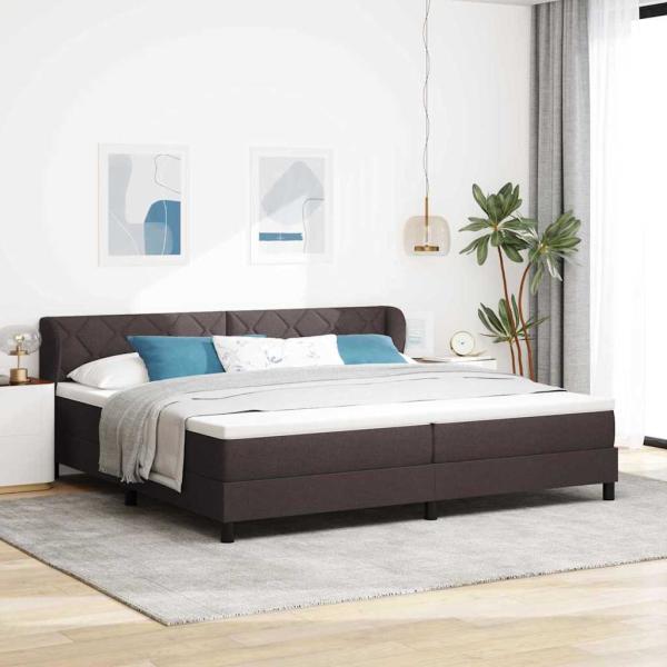 ARDEBO.de - Boxspringbett mit Matratze Dunkelbraun 200x200 cm Stoff