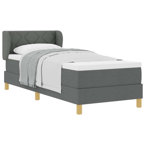 Boxspringbett mit Matratze Dunkelgrau 80x200 cm Stoff