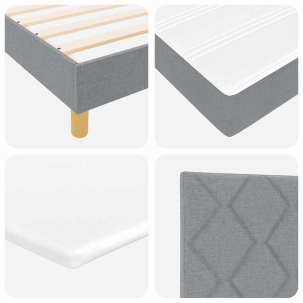 Boxspringbett mit Matratze Hellgrau 90x200 cm Stoff