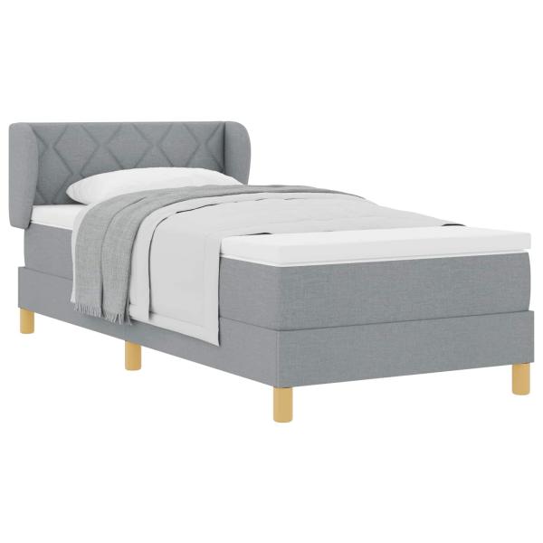 Boxspringbett mit Matratze Hellgrau 90x200 cm Stoff