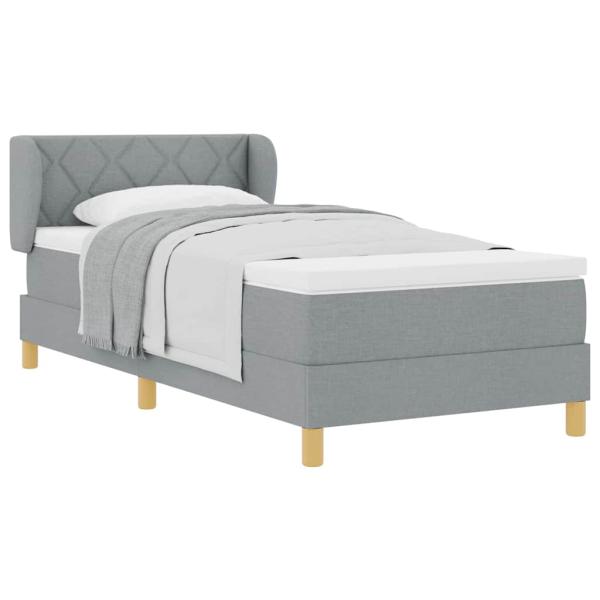Boxspringbett mit Matratze Hellgrau 90x200 cm Stoff