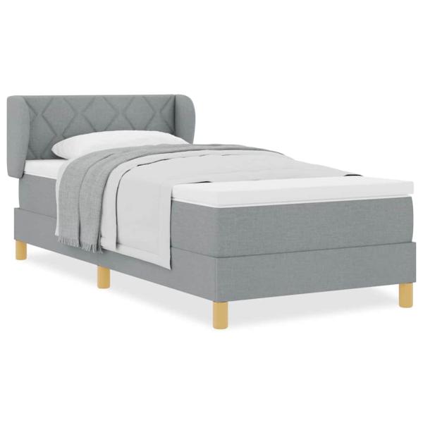 Boxspringbett mit Matratze Hellgrau 90x200 cm Stoff