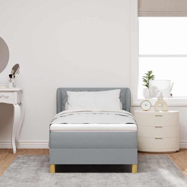 Boxspringbett mit Matratze Hellgrau 90x200 cm Stoff