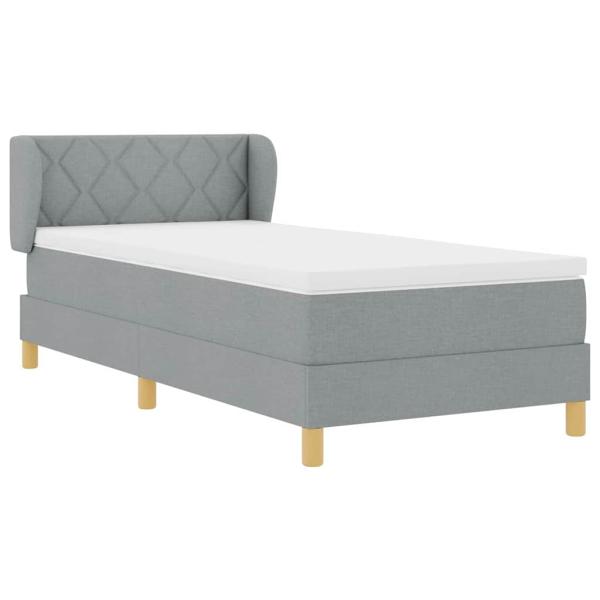 Boxspringbett mit Matratze Hellgrau 90x200 cm Stoff