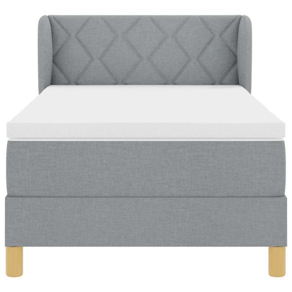 Boxspringbett mit Matratze Hellgrau 90x200 cm Stoff