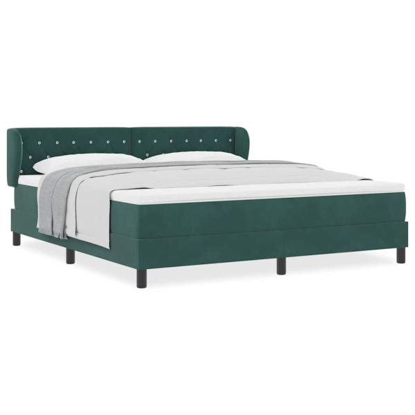 Boxspringbett mit Matratze Dunkelgrün 180x200 cm Samt