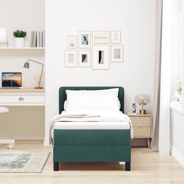 Boxspringbett mit Matratze Dunkelgrün 80x200 cm Samt