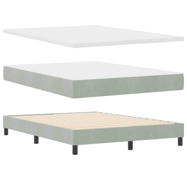 Boxspringbett mit Matratze in Hellgrau, 140x190 cm, Samt