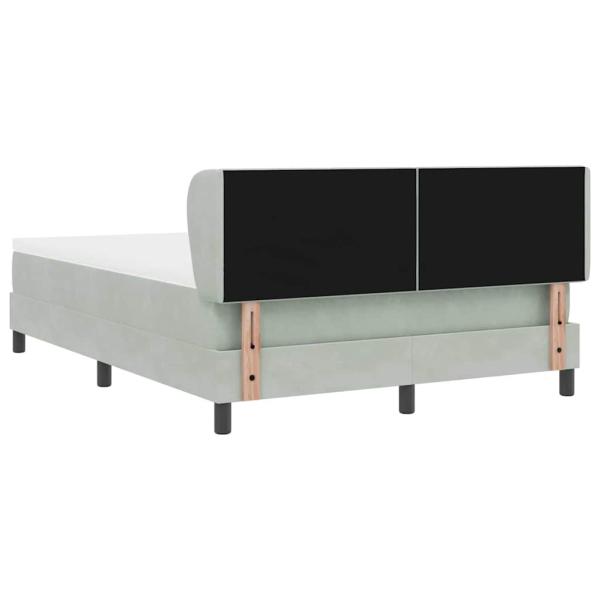 Boxspringbett mit Matratze in Hellgrau, 140x190 cm, Samt