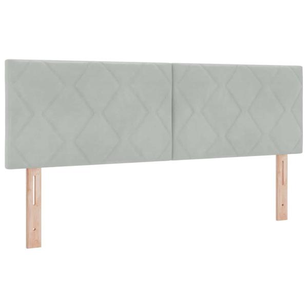 Boxspringbett mit Matratze in Hellgrau, 140x190 cm, Samt