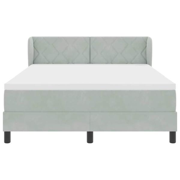 Boxspringbett mit Matratze in Hellgrau, 140x190 cm, Samt