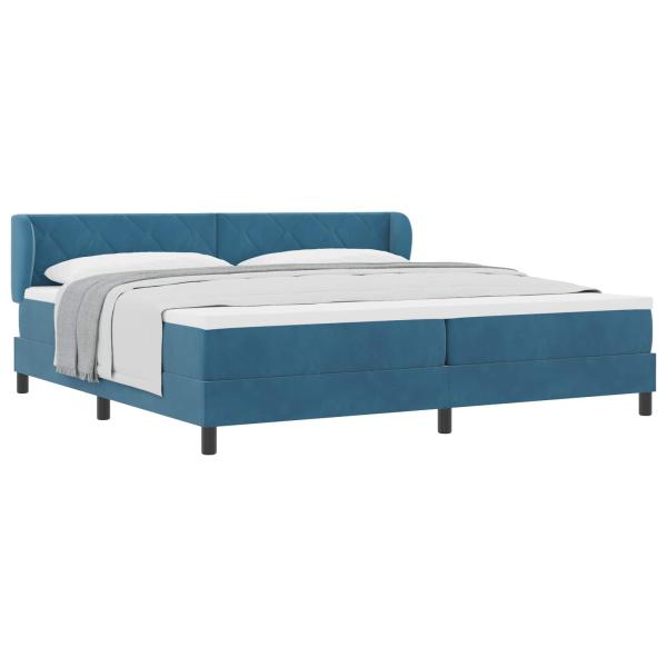 Boxspringbett mit Matratze Dunkelblau 200x200 cm Samt
