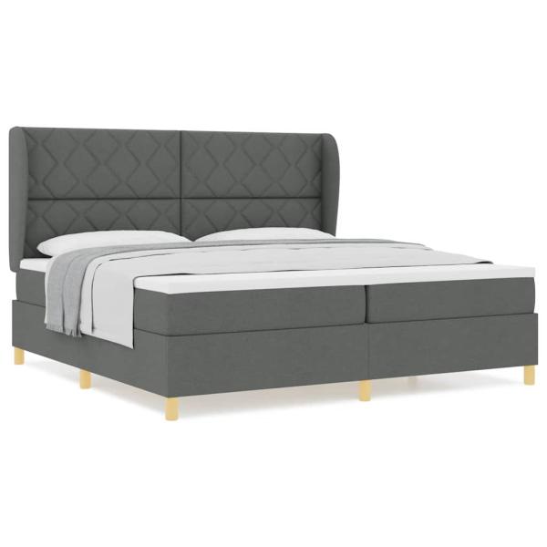 Boxspringbett mit Matratze Dunkelgrau 200x200 cm Stoff