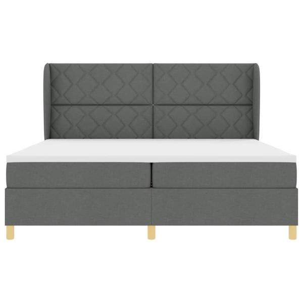 Boxspringbett mit Matratze Dunkelgrau 200x200 cm Stoff