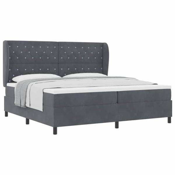 Boxspringbett mit Matratze Dunkelgrau 200x200 cm Samt