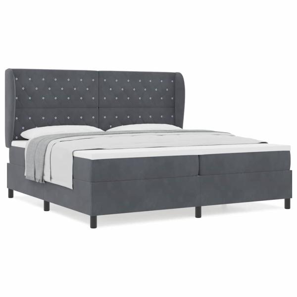 Boxspringbett mit Matratze Dunkelgrau 200x200 cm Samt