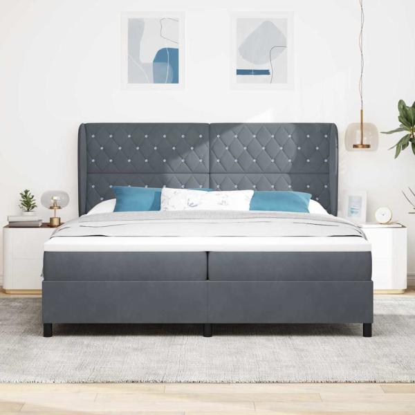 Boxspringbett mit Matratze Dunkelgrau 200x200 cm Samt