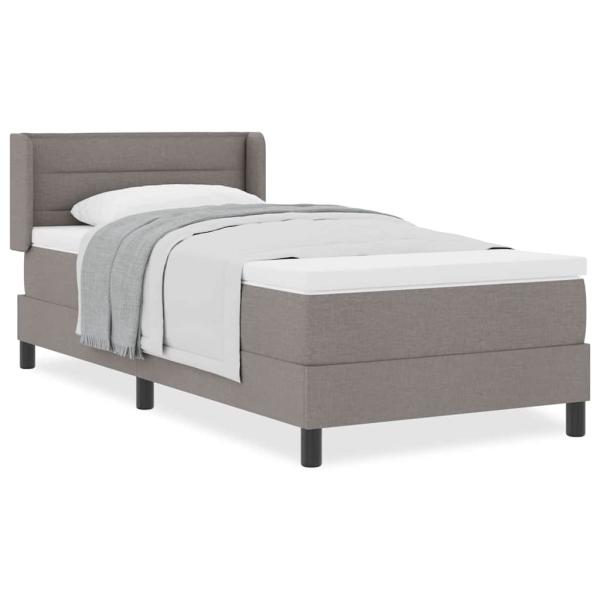Boxspringbett mit Matratze Taupe 80x200 cm Stoff, Kopfteil Linien Design Taupe 80 cm Stoff