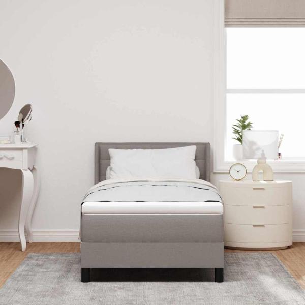 Boxspringbett mit Matratze Taupe 80x200 cm Stoff, Kopfteil Linien Design Taupe 80 cm Stoff