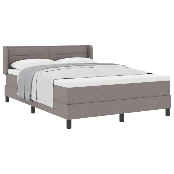ARDEBO.de - Boxspringbett mit Matratze Taupe 140x190 cm Stoff, Kopfteil Linien Design Taupe 140 cm Stoff
