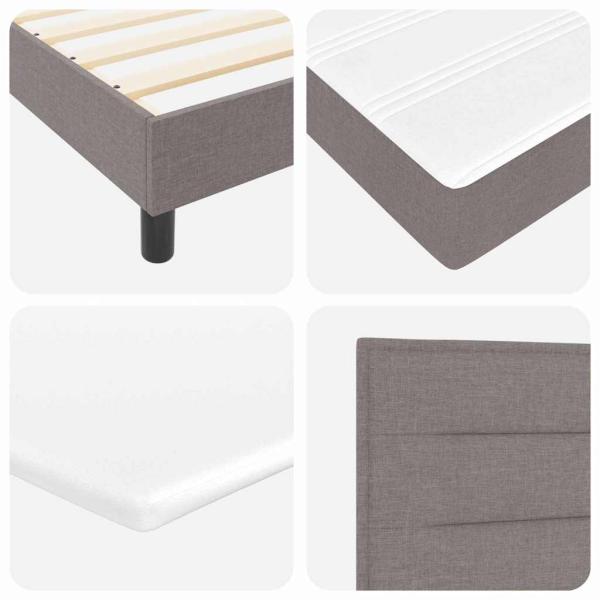 Boxspringbett mit Matratze Taupe 140x190 cm Stoff, Kopfteil Linien Design Taupe 140 cm Stoff