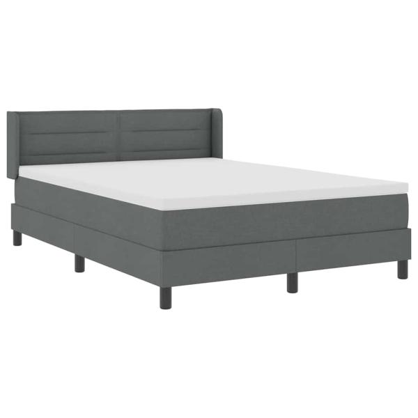 Boxspringbett mit Matratze Dunkelgrau 140x200 cm Stoff, Kopfteil Linien-Design Dunkelgrau 140 cm Stoff