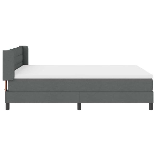 Boxspringbett mit Matratze Dunkelgrau 160x200 cm Stoff, Kopfteil Liniendesign Dunkelgrau 160 cm Stoff