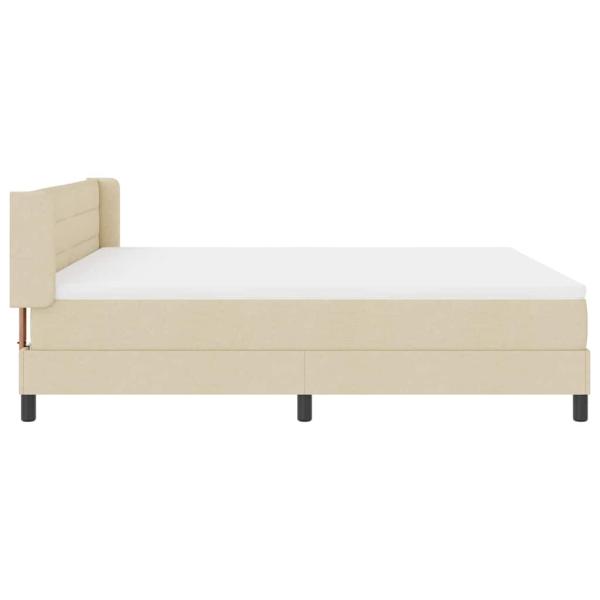 Boxspringbett mit Matratze Creme 180x200 cm Stoff, Kopfteil Linienmuster Creme 180 cm Stoff