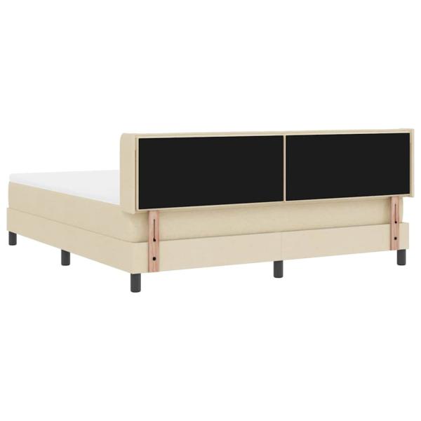 Boxspringbett mit Matratze Creme 180x200 cm Stoff, Kopfteil Linienmuster Creme 180 cm Stoff
